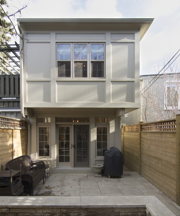 Exterior back view of renovated Toronto home extension